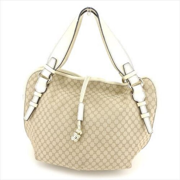 Celine Tote bag Macadam Beige Canvas Leather Woman Authentic Used - Picture 7 of 15